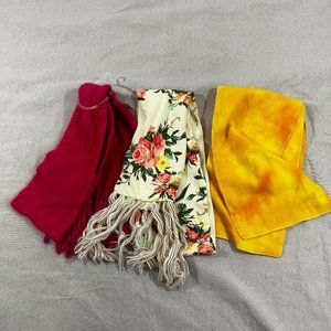 Scarf Bundle set of 3 Scarves Shades of Red Yellow Cream fleece super soft